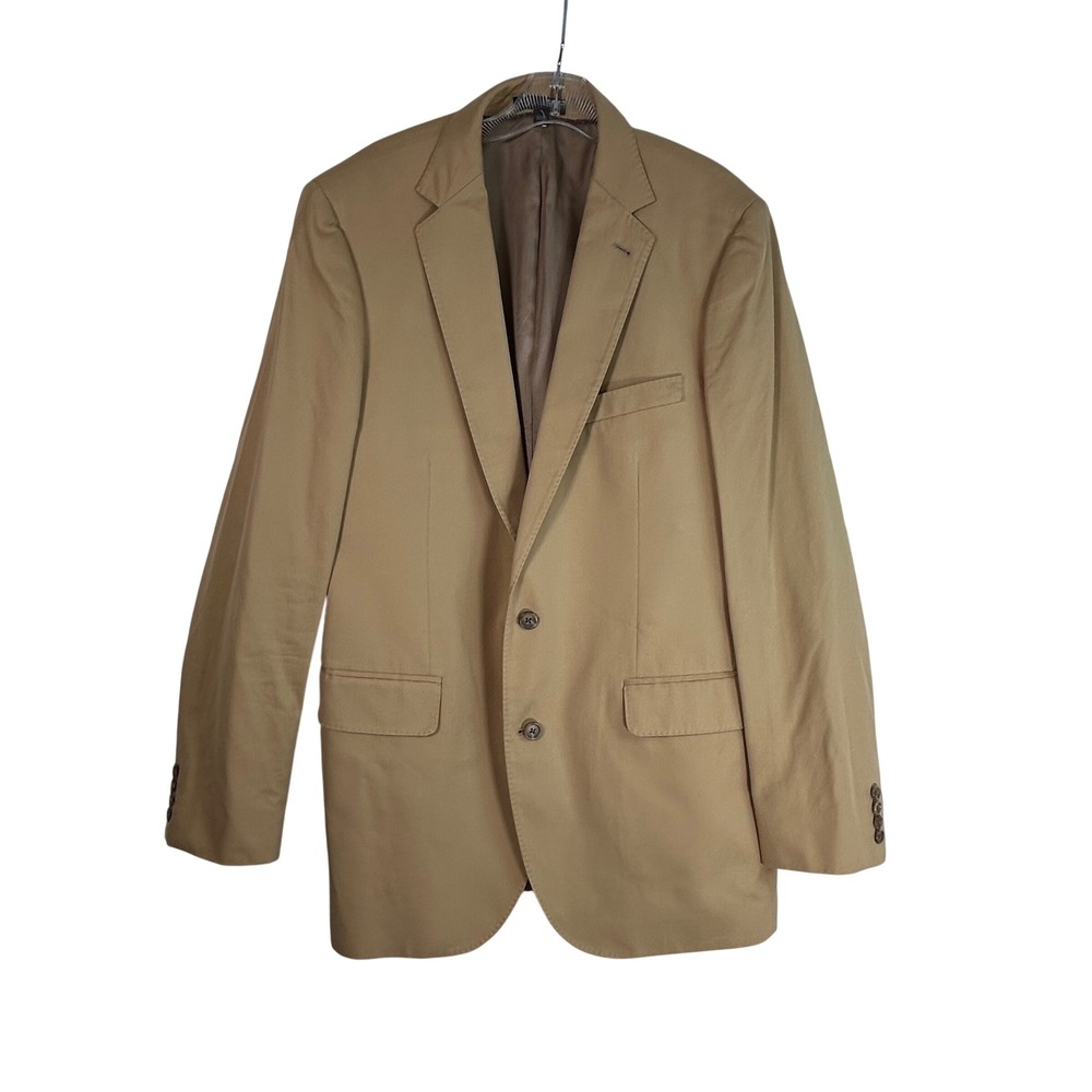 J.Crew Mens 42L Khaki Tan Cotton Blazer Sport Coat Summer 2009
